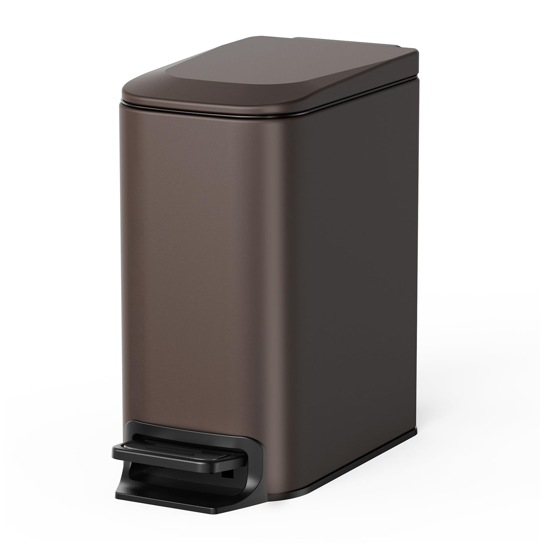 Photo 1 of Cesun Small Bathroom Trash Can with Lid Soft Close, Step Pedal, 6 Liter / 1.6 Gallon Stainless Steel Garbage Can with Removable Inner Bucket, Anti-Fingerprint Finish (Brown)