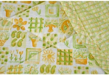Copriletto Trapuntato Singolo Quadri Verde Acido Doubleface 180x270 Cotone Tessitura Toscana