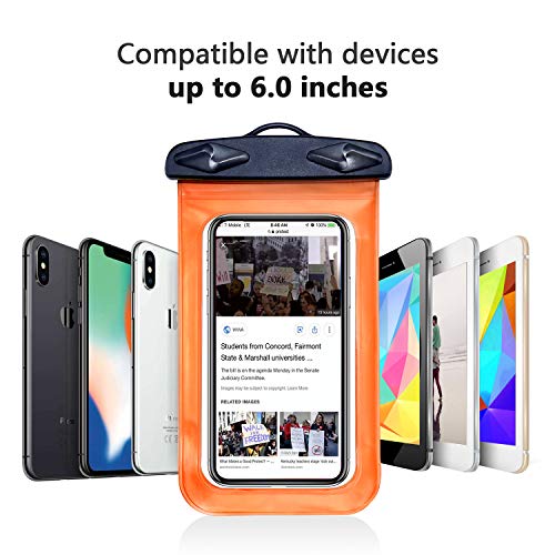 Egchi Waterproof Case 3 Pack Universal Waterproof Phone Pouch Cell Phone Dry Bag for iPhone Series Samsung Galaxy Note HTC LG Sony Nokia - up to 6 inch (Blue&Green&Orange)