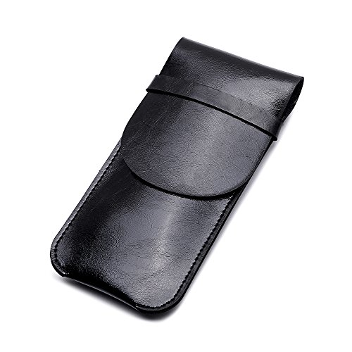 Shuxy Leather Pen Case Holder Handmade Fountain Multi Pens Pouch Soft Pen Protective Sleeve Cover for Ballpoint Pen, Stylus Touch Pen – Black