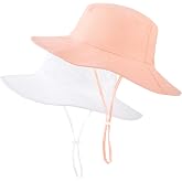 Comfoex 2-Pack Kids Toddler Sun Hat Summer UPF 50+ Wide Brim Adjustable Beach Hats for Boys Girls Age 2-6 Years