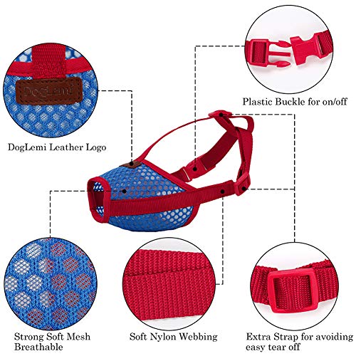 RC GearPro Adjustable Dog Muzzle, Pet Mouth Cover Air Mesh for Anti-Biting Anti-Barking Licking for Small Medium Large Dogs (S) - Thumbnail 3