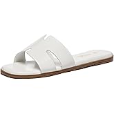Rihero Women's Dressy Flat Sandals Comfortable Slip On Leather Slide Sandals