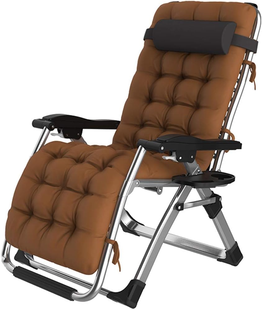 WYJW Heavy Duty Textoline Gravity Sun Lounger Chairs Folding Reclining Chairs Adjustable Garden Outdoor Patio Deck Chair (color : Chair a+cushion b)