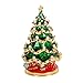 QIFU Hand Painted Enameled Green Christmas Tree Decorative Jewelry Trinket Box Hinged Unique Gift for Christmas