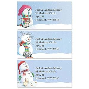 Amazon.com : Snowman Delights Personalized Return Address Labels - Set ...