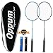 oppum Carbon Fiber Composite 2 Player Badminton Racket Integral Forming Structure Super Lightweight Offensive Badminton Racquet Set (2pcs Blue+Black (No Birdies))