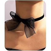 Fanquility Sexy Bow Chokers Necklace Vintag Lace Black Choker Soft Velvet Bow Necklace for Women Knot Necklace Collar Jewelry Gifts for Halloween Cosplay