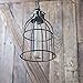Rustic State Vintage Design Curved Metal Wire Cage Pendant Lamp with 15’ Plug-in Fabric Cord Toggle Switch and Edison Light Bulb in Black
