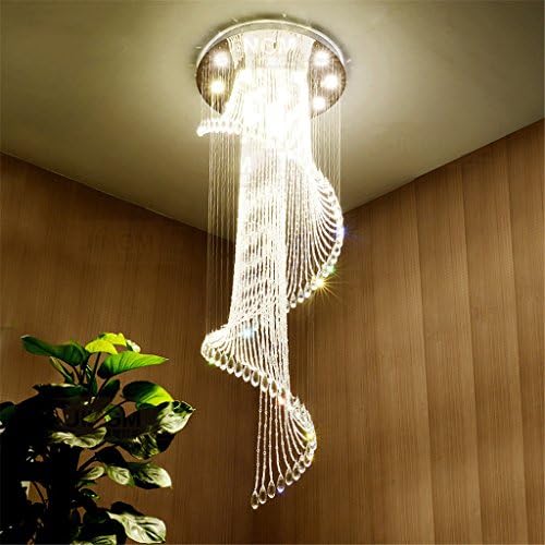 WQRTT® Crystal Chandelier Led Double Staircase Villa House In The Floor Living Room Hotel Lobby Engineering Lights,Diameter 70 * 180Cm (9 Heads)