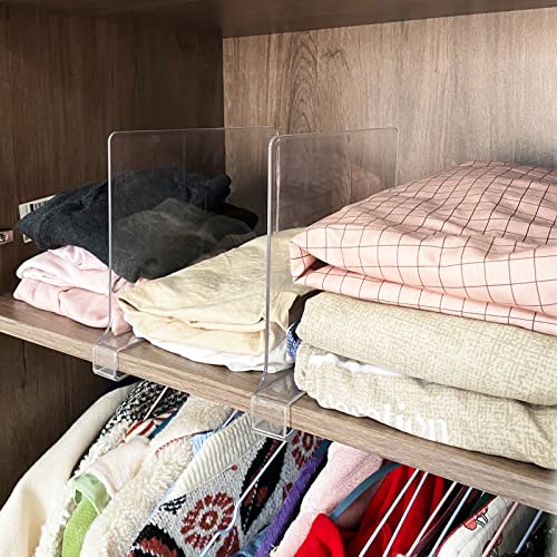 SUMAIDA Shelf Dividers for Closet Organization, Clear Acrylic Shelf