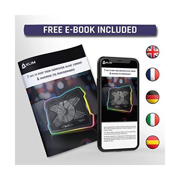 KLIM-Rainbow-Laptop-Cooling-Stand-with-RGB-backlighting-11-19-Gaming-Laptop-Cooling-Pad-For-Desk-USB-Powered-Fan-with-metal-grid-Stable-And-Silent-Compatible-Mac-And-PS4-NEW-2021 KLIM Rainbow + Laptop Cooling Stand with RGB backlighting + 11" - 19" + Gaming Laptop Cooling Pad For Desk + USB Powered Fan with metal grid + Stable And Silent + Compatible Mac And PS4 + NEW 2022