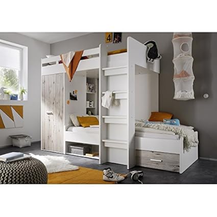 Avanti Trendstore - Hochbett - weiß/Sandeiche Dekor