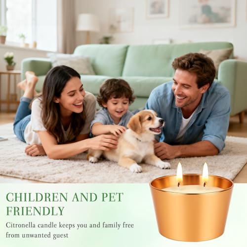 Citronella Candles Outdoor, 4 Pack Soy Wax Lemongrass Outdoor Candles, 240 Hours Burning Decorative Jar Scented Candle for Patio Garden Backyard Camping Summer,Emergency & Survival