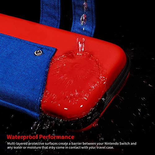 Jingdu Carrying Case Compatible with Nintendo Switch - Protective Hard Shell Portable Travel and Storage Carry Case Bag for Nintendo Switch Console & Accessories,Red - Thumbnail 3