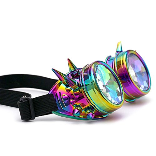 Hometom Kaleidoscope Colorful Glasses Rainbow Lens Prism Diffraction Sunglasses for Cosplay Party (Multicolor)