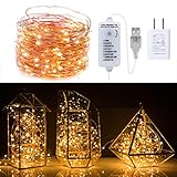 40Ft 120 LED Fairy Lights Waterproof Starry Firefly String Lights Plug in on a Flexible Copper Wire Perfect for Christmas Party DIY Wedding Bedroom Indoor Party Decorations, Warm White