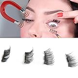 OMfeng 4pcs (1 Pair) Magnetic Eye Lashes No Glue Reusable 3D Mink False Magnet Eyelashes Extension