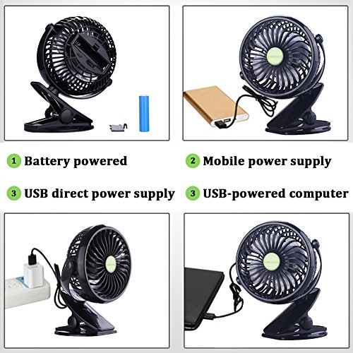 Ventilador Clip, Portátil y Silencioso Ventilador de Mesa 360 Grados de Rotación Ventilador