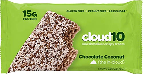 Cloud10 High Protein, Gluten Free, Dairy Free, Kosher, No Artificial Sweeteners, Peanut Free, Non-GMO, Marshmallow Crispy Treats, Chocolate Coconut (Pack of 10)