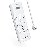 Anker Power Strip Surge Protector, 12 Outlets & 3 USB Ports with Flat Plug, PowerPort Strip With 8ft Extension Cord, PowerIQ 