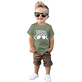 GLIGLITTR Two Cool 2nd Birthday Shirt 2 Year Old Boy Second Birthday T-Shirt Bday Party Gift Funny Short Sleeve Tee Tops