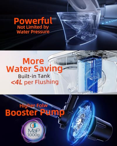 EPLO iX7-PRO Smart Bidet Toilet Built in Tank Auto Open Foam Shield Dryer | Automatic Flush,Elongated Heated Seat,Booster Pump-Assisted Powerful flush,Instant Warm Water, LED Temp Display,Night Light