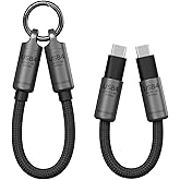 Hagibis USB4 Cable Portable Keychain 0.5ft, 80Gpbs 240W 8K@60Hz Short C to C Cable Lanyard Type-C Cable for iPhone 17 16 15 Pro Max, iPad Pro, Thunderbolt 5/4/3, External SSD (Grey)
