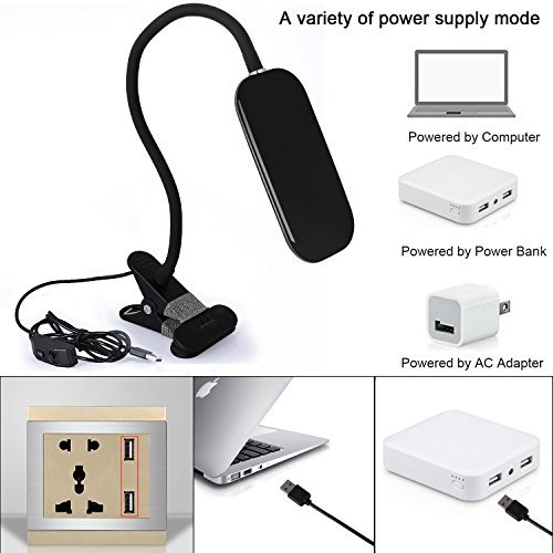 Anpress Dimmable LED Eye-Care Clip On Desk Lamp (5W,Flexible Gooseneck, 2 Level Dimmer, 3 Color Temperature, Simple Switch Control, Clamp On Book Light, for Bedside, Desktop, Computers) - Thumbnail 5