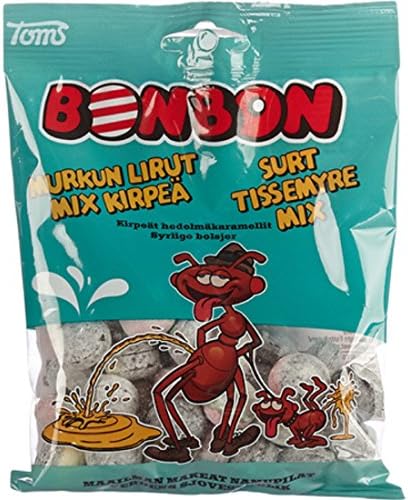 Toms BonBon Surt Tissemyre Mix - Liquorice, Salmiak & Sour Fruit - Caramel - Hard Candy - Bag - 125g - Denmark