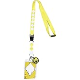 Power Rangers Yellow Ranger ID Lanyard Badge Holder w Character Card and Saber-Toothed Tiger Emblem Rubber Pendant