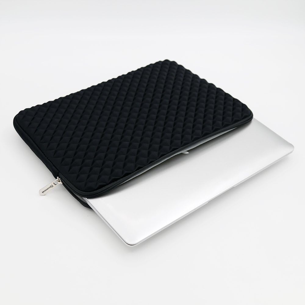 RAINYEAR 14 Inch Laptop Sleeve Diamond Foam Shock Resistant Padded Case Fluffy Lining Protective Zipper Cover Carrying Bag Compatible with 14" Notebook Computer Tablet Chromebook(Black) - Image 4