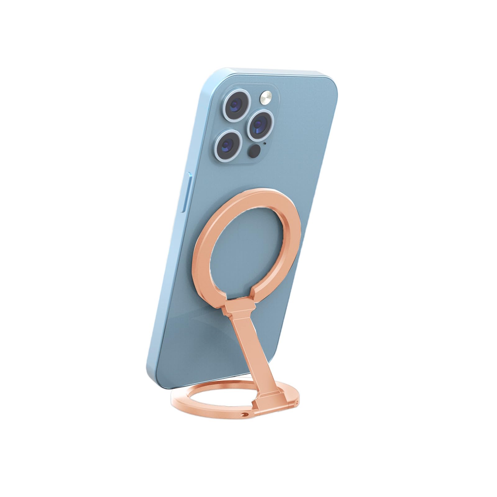 Photo 1 of Rimyam Double Magnetic Phone Ring Holder for MagSafe 360°Rotation Finger Grip Stand Adjustable Cellphone Magnetic Kickstand Mag Safe Accessories for iPhone 16/15/14/13/12 Series Rose Gold