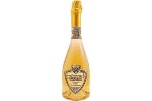Lussory Premium Gold 24K Sparkling Bubbly Dealcoholized 0.0% Non Alcoholic Wine From Spain, Low Calories, Low Sugar, Halal (750ml, 1 Bottle)