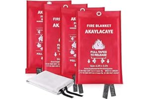 AKAYLACAYE Prepared Hero Emergency Fire Blanket - Fiberglass Blankets Fire Survival Suspension Flames Retardant Extinguisher Great for BBQ Stove Car Garage Office Camping Caravan Safety (4Pcs)