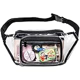 360 DESIGN BOX Clear Fanny Pack, Adjustable Transparent Clear Waist Bag, NFL Clear Bag Stadium Approved, Messenger Clear Purse for Festivals and Games