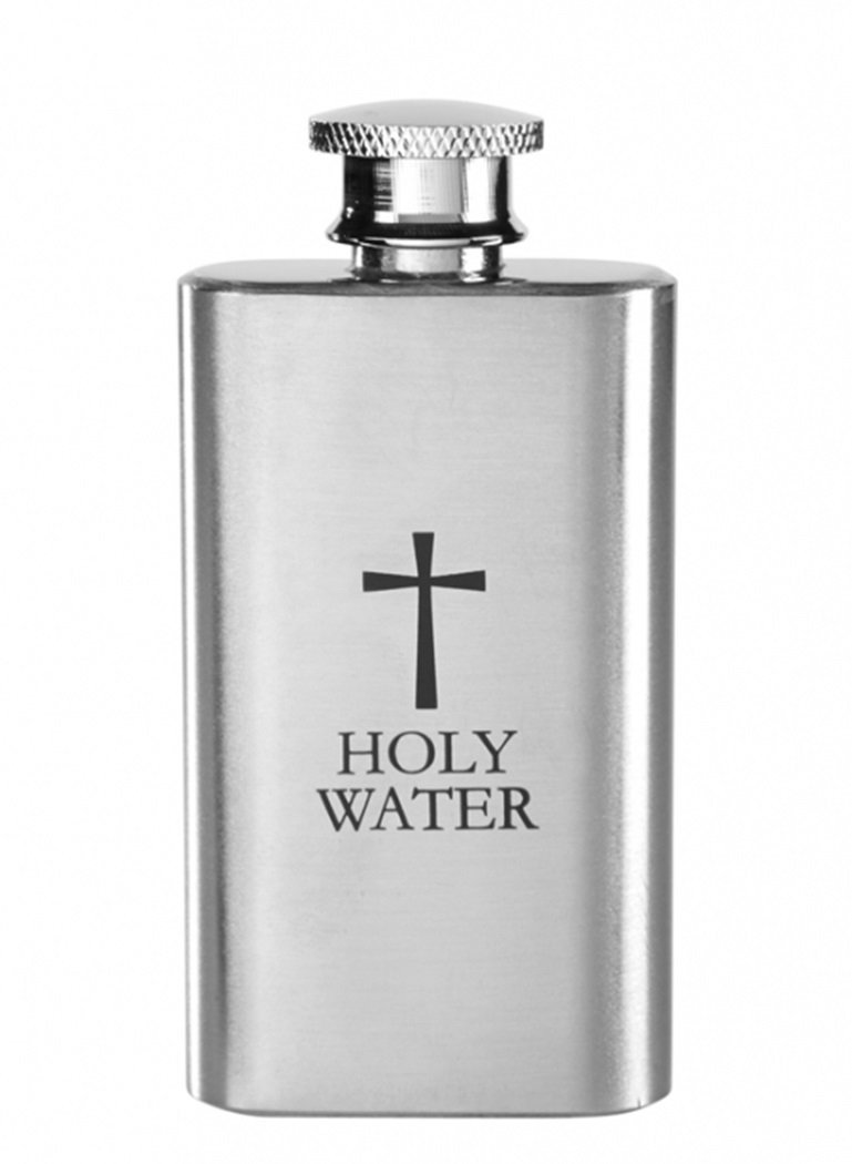 Stainless Steel Holy Water Bottle Container with Screw Top Lid, 2 Ounce