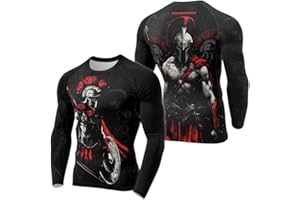FORMONIES Spartan Men’s Performance Rash Guard – Long Sleeve Training Top for MMA BJJ Jiu Jitsu Grappling
