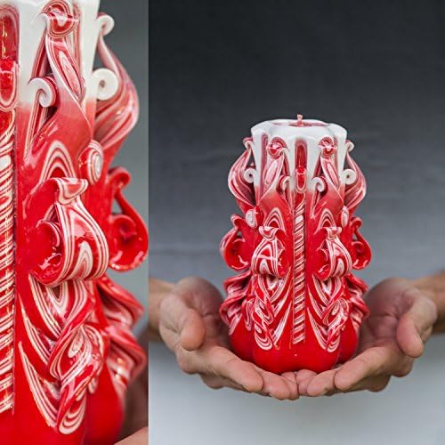 Christmas Gift For Candle Lovers Family Grandma Luxury Decorative Unique Special Hand Carved Candle Red for Teacher Mother in law Birthday For Her Handmade shop 2019