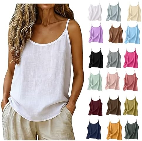 Amazon.com: Generic Women's Cotton Linen Camisole Tank Top Loose