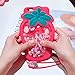 Glitter Liquid Floating Stars Red Strawberry Case with Strap for iPhone 6Plus 6s+ 6+ 3D Soft Silicone Ultra Thick Protective Cute Fresh Bling Shiny Bold Gift Kids Women Teens Girls