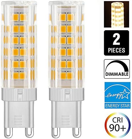 6W Dimmable G9 LED Light Bulb 50W JCD Halogen Bulbs Equivalent T3 T4 Omni-directional LED Bulb for Ceiling Fan, Indoor Decorative Lighting, Pack of 2 (6W, Warm White)