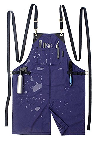 Under NY Sky Barber Indigo Blue Apron â€“ Cross-Back with Durable Waterproof and Oil Proof Twill, Leather Reinforcement and Split-Leg â€“ Adjustable, Men and Women, Pro Tattoo, Stylist, Bartender Aprons