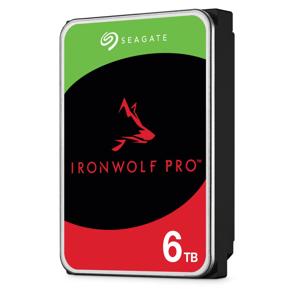 Seagate IronWolf Pro, 6 TB, NAS Internal Hard Drive, CMR 3.5 Inch, SATA 6 Gb/s 7,200 RPM, 256 MB Cache, for RAID Network Attached Storage, 3 years Rescue Services, FFP (ST6000NE000)