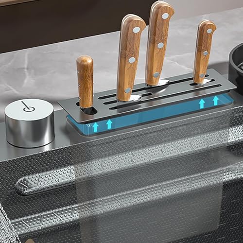 Stainless Steel Waterfall Kitchen Sink – Single Bowl with Thermostat Switch & Handwheel, 80×46×22cm