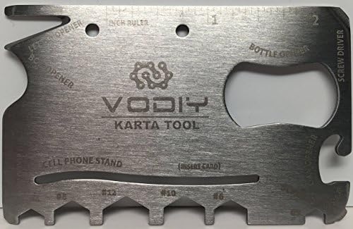VODIY QP-P106 Credit Card Size, Compact, Durable, 18-in-1 Multi-Tool, Perfect for Camping, Hiking &amp; Emergency Use