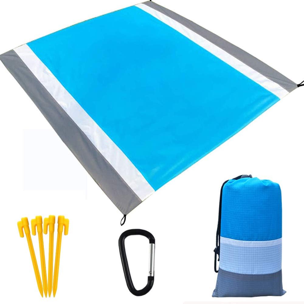 zedela Extra Large 210 x 200cm Beach Mat, Waterproof Sandproof Water Resistant Picnic Blanket, Child Play Mat with 4 Fixed Nails, Lightweight Compact Picnic Travel Rug for Beach, Camping, Hiking