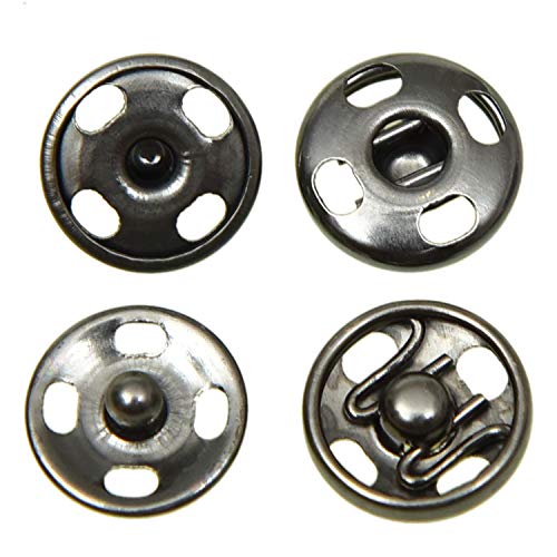 Pomeat 100pcs Black Metal Snaps Sew-on Snap Buttons for Sewing Clothing 10mm