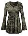 LL Women's Tie-Dye Long Sleeve V-Neck Empire Waist Line Tunic Top - Made in USA