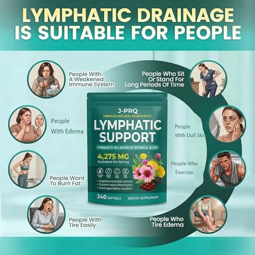 Lymphatic Drainage Capsules 240 Capsules – 4275mg 21-in-1 with Echinacea, Dandelion, Burdock, Bromelain & Turmeric – Lymphatic Drainage & Supports Cellulite Reduction